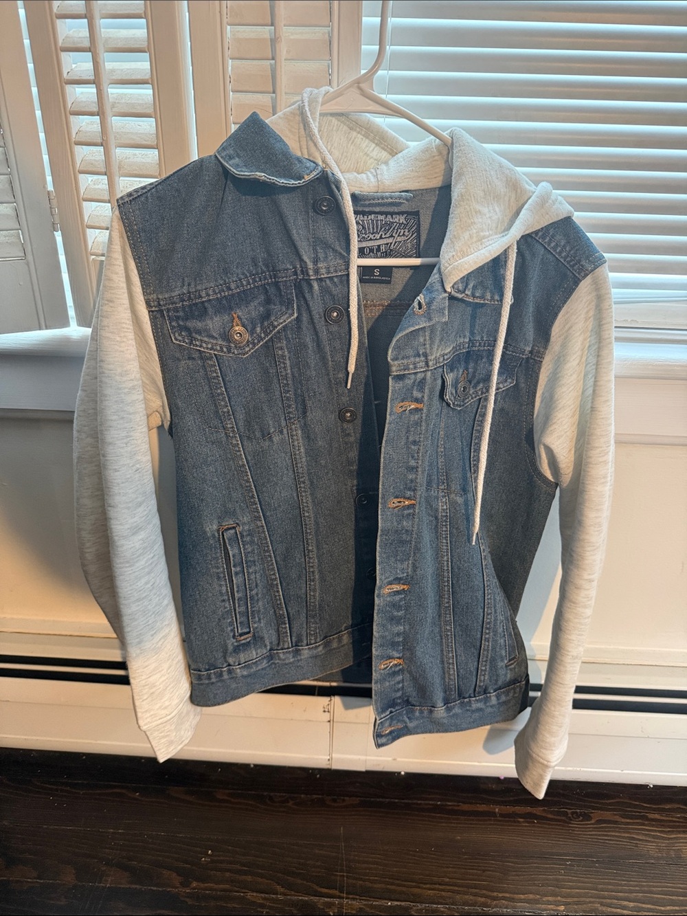 Brooklyn Cloth Blue Denim Jacket with Light Gray Sleeves & Hood